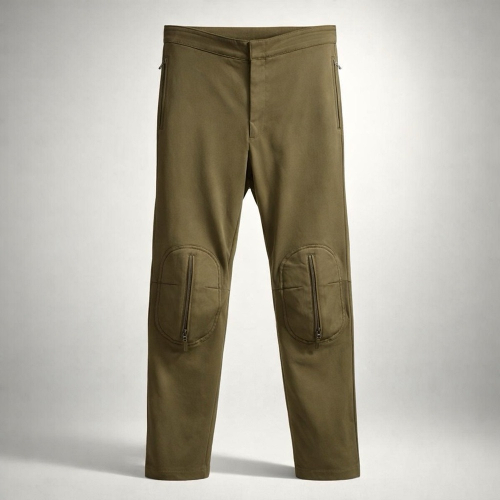 Prada Sport Pants, knee pads, zip pockets, khaki green, black lining, Men’s 30